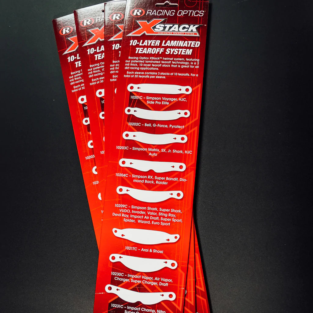 Racing Optics XStack 10 Tearoffs - Simpson Voyager, HJC, Side Pro Elite